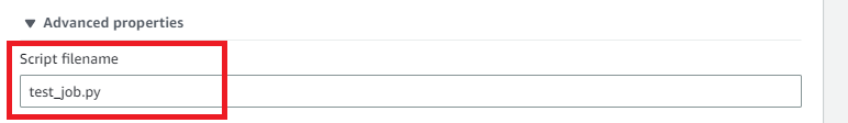 Advanced propertiesを展開してスクリプトファイル名を入力する