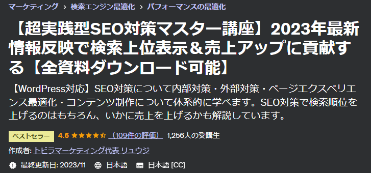 SEO対策マスター講座の詳細説明