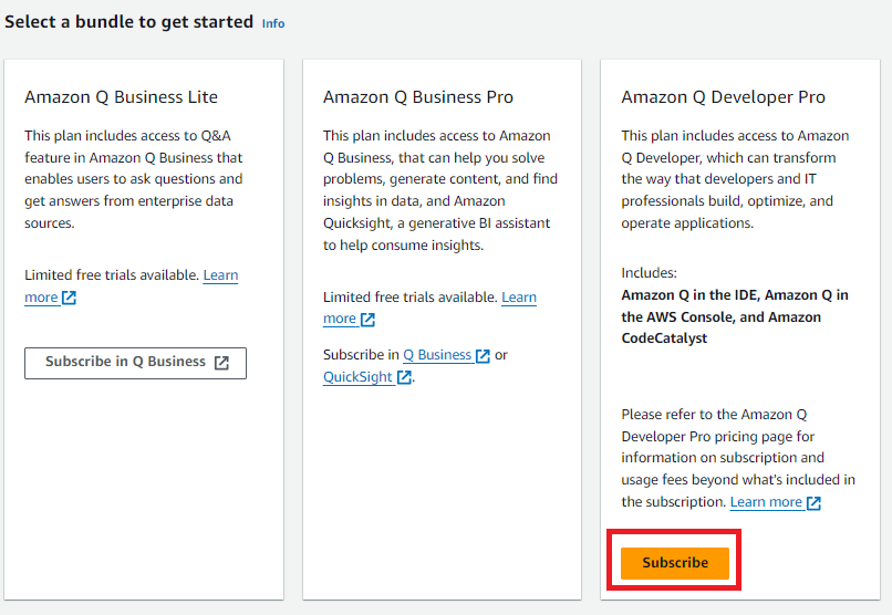 Amazon Q Developer Proのサブスクライブ