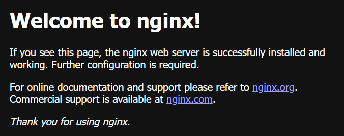 ブラウザ経由のhttp://でWelcome/ to nginx!が表示される