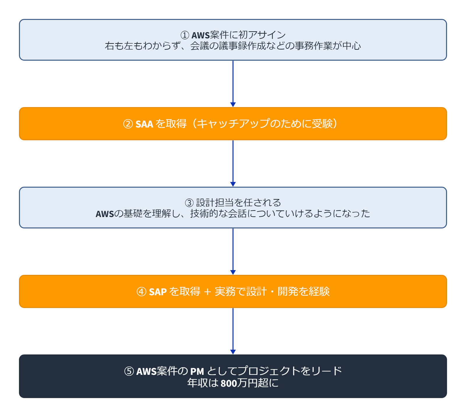 筆者のキャリアの変化 事務作業からSAA・SAP取得を経てPMへ