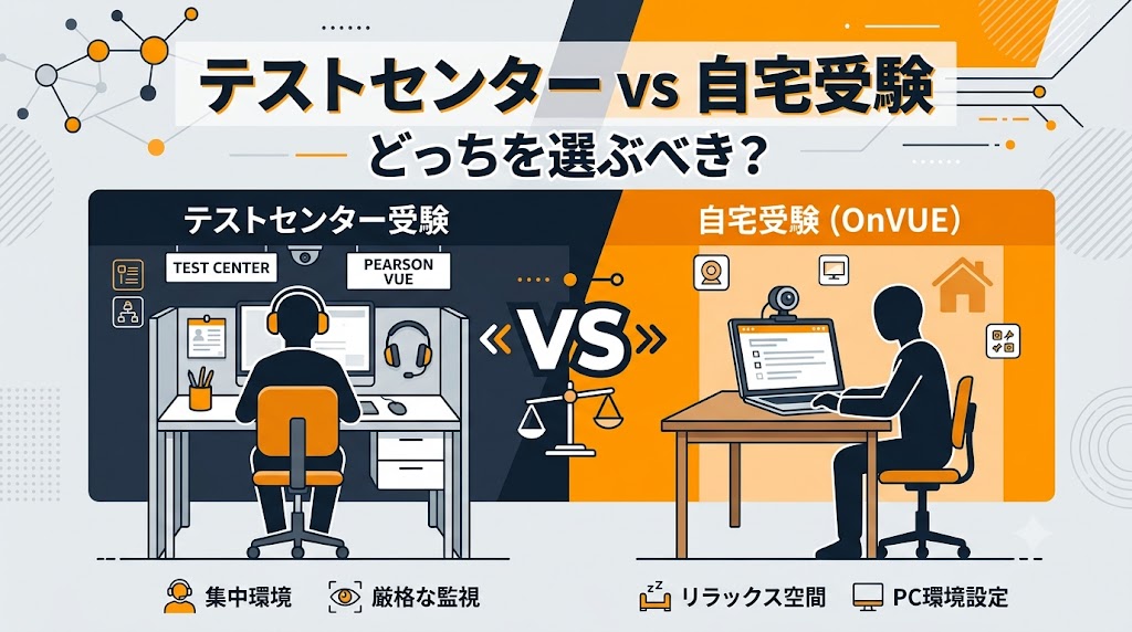 ピアソンVUEテストセンター vs 自宅オンライン受験（OnVUE）どっちがいい？AWS全12冠合格者が本音で比較