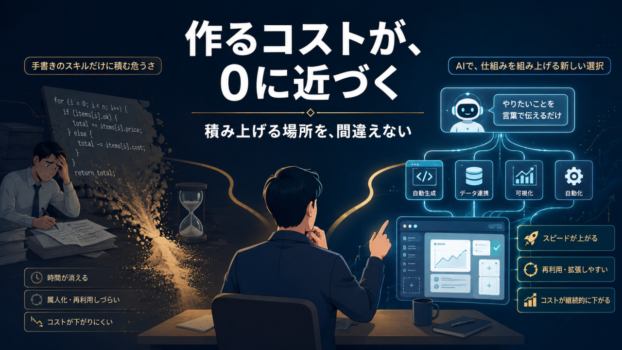 AIでプログラム制作コストが下がる/手書きのスキルだけに積む危うさ