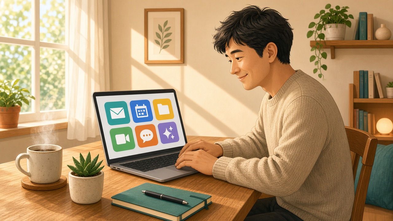 ひと息つく管理者のイラスト